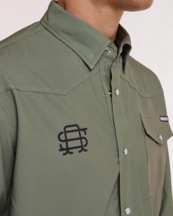 DHaRCO Mens Western Shirt | Kyle Strait Signature Edition Green Cheap
